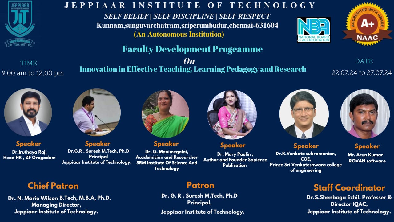 FDP on Innovation in Effective Teaching Learning Pedagogy and Research