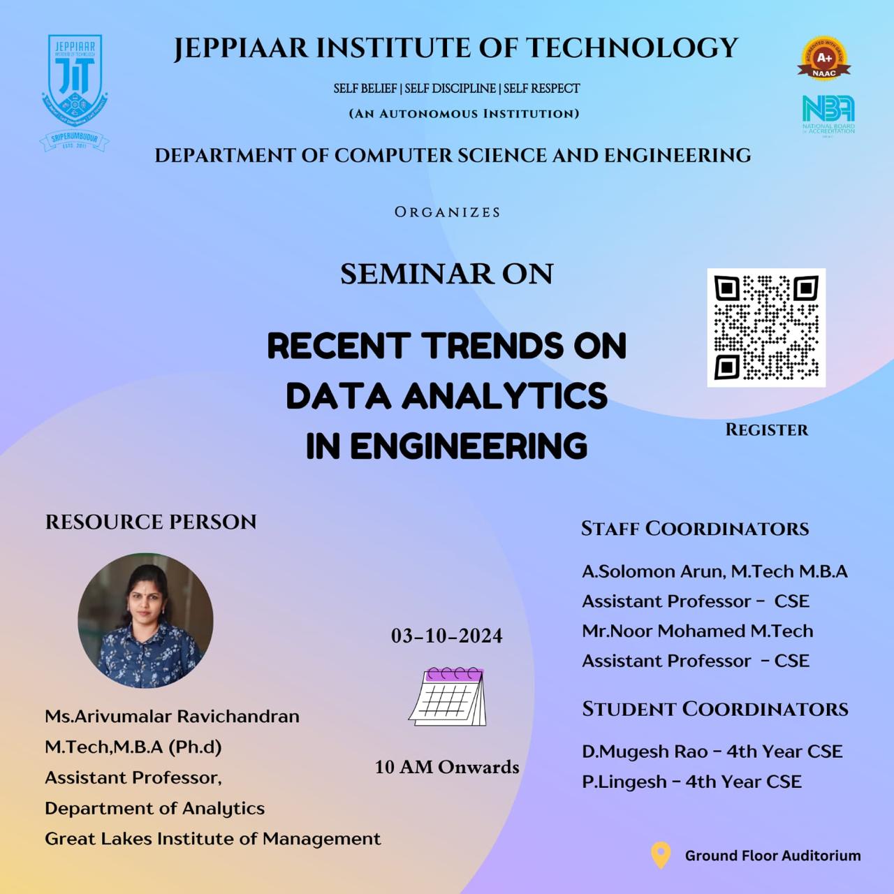 Seminar on “Recent Trends in Data Analytics in Engineering”.